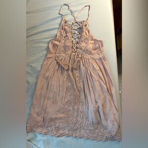 Free People Sequin Embroidered Mauve Dress